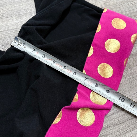 Victorias Secret PINK Y2K Yoga Crop Pants Fold Over Pink Gold Polka Dot Bling LG - Picture 8 of 10
